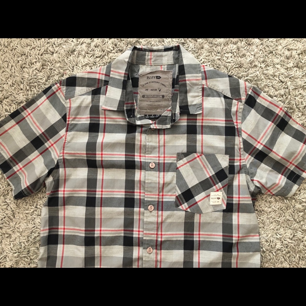 Rusty Plaid Short Sleeve Button Down Shirt - Picture 3 of 6